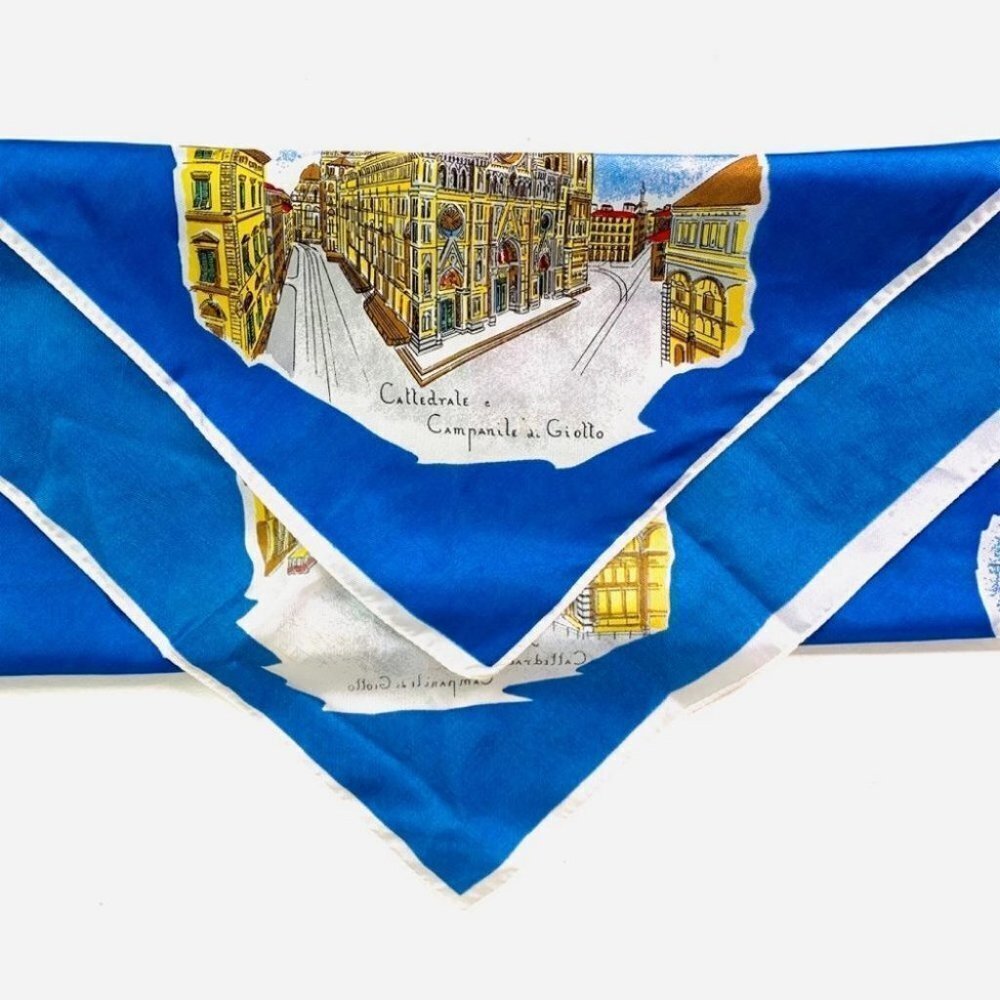 Ricardo Di Firenze blue square women summer spring  scarf - Picture 7 of 16